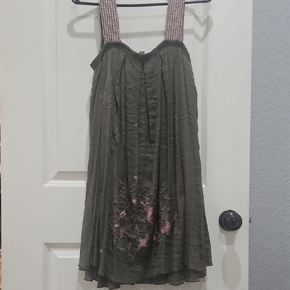 Ya Los Angeles Dresses & Skirts - Ya Green Pleated Ruched Embellished Mini Sundress